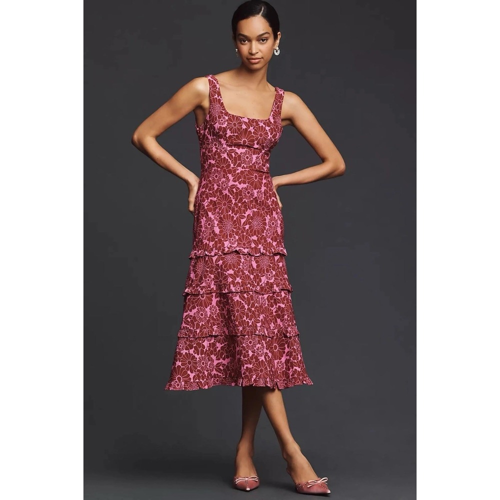 Anthropologie Women's Square Neck Blythe Sleeveless Dress Sz Large